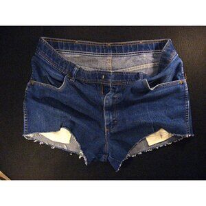 Wrangler CUTOFF JEAN SHORTS Womans 36" Blue Denim High Waisted Clasp Close